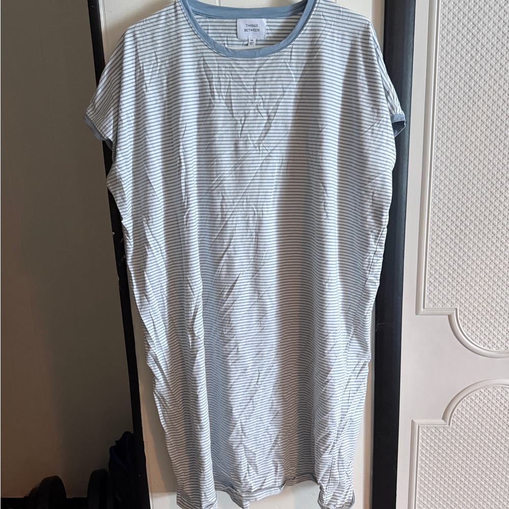 Casual Striped Blue and White Dress Tee